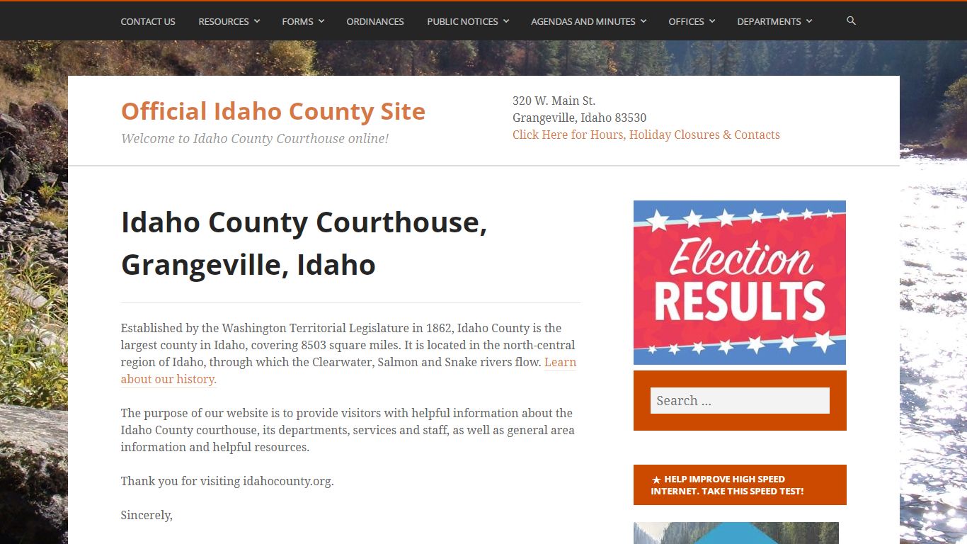 Official Idaho County Site – Welcome to Idaho County Courthouse online!
