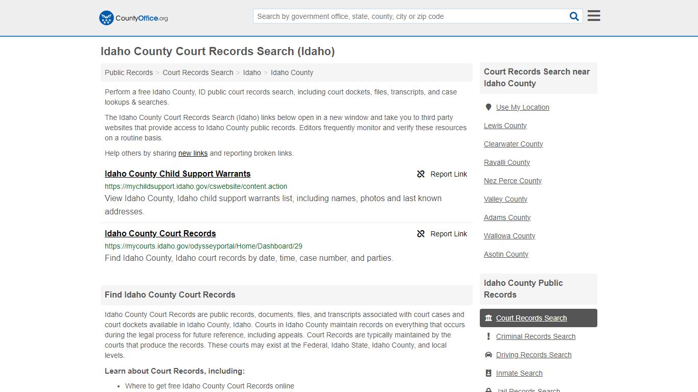 Idaho County Court Records Search (Idaho) - County Office